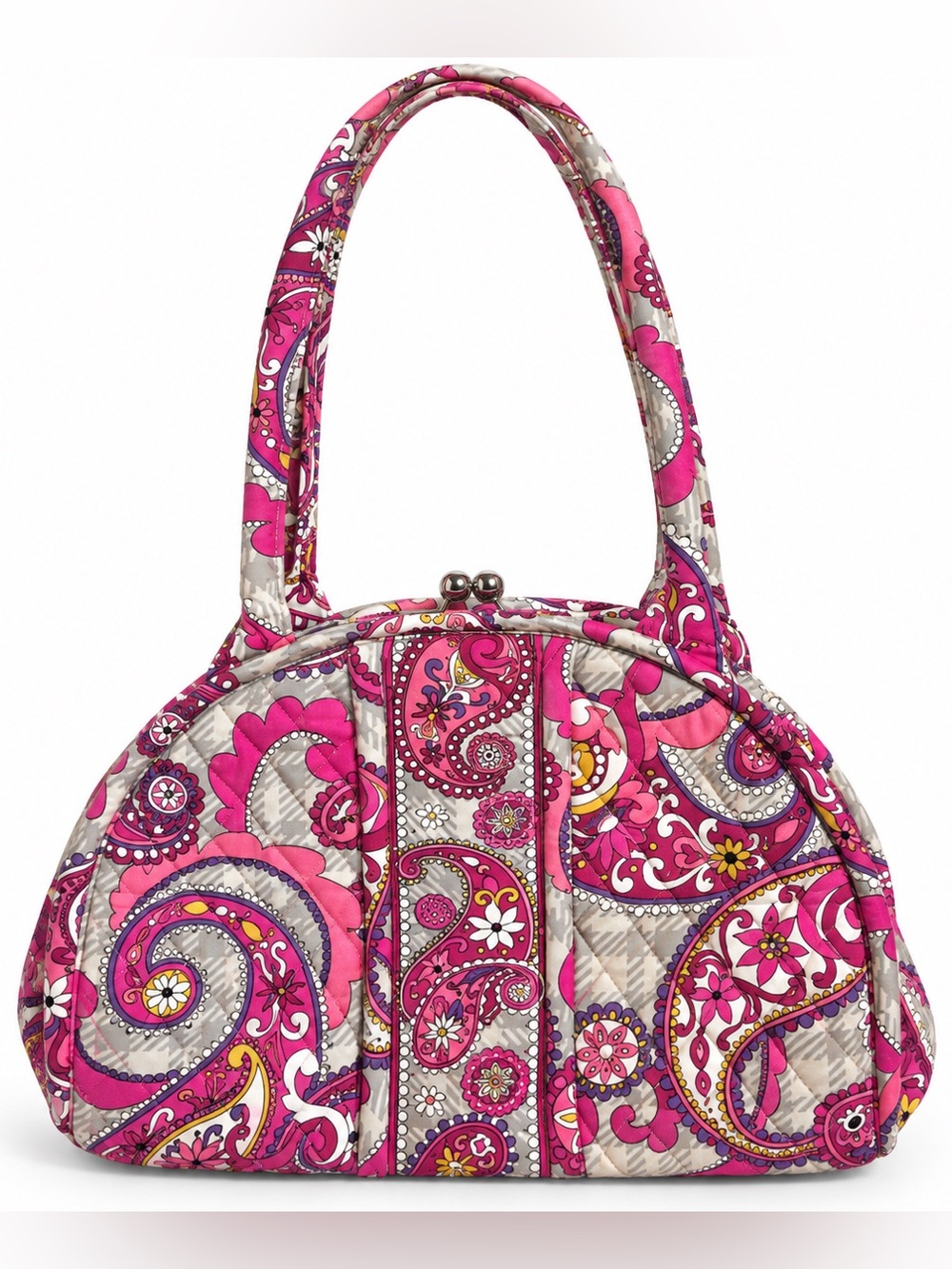 Vera Bradley Eloise Paisley Meets Plaid Kiss Lock Shoulder Bag